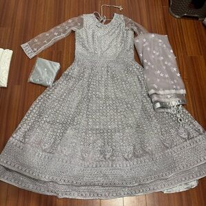 Elegant Silver Embroidered Dress
